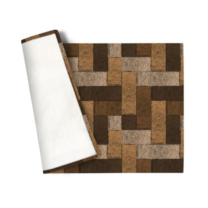 Chocolate Parquet Placemats Set of 4 Linen Washable 12x18 inch - color: Chocolate