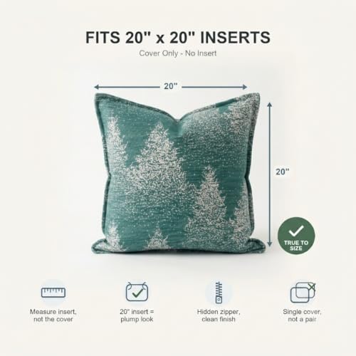 SanVia Designer Cotton Throw Pillow Covers 20x20 for Nooks, Beds & Sofas - color: Pine Green, size: 20" x 20" (Pack of 1)