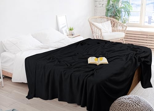 Utopia Bedding 100% Cotton Thermal Blanket Black Twin, 90x72 Inches - color: Black, size: Twin