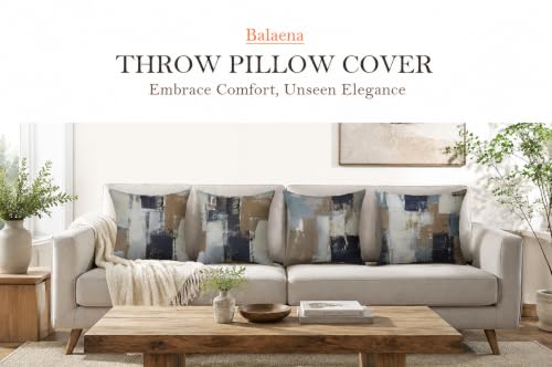 Brown Grey Abstract Throw Pillow Covers 16x16 Set of 4 - color: Earth Tone Brown and Blue Grey, size: 16" x 16" (Pack of 4)