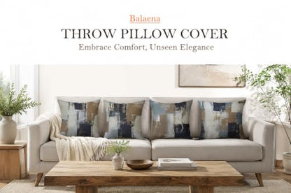 Brown Grey Abstract Throw Pillow Covers 16x16 Set of 4 - color: Earth Tone Brown and Blue Grey, size: 16" x 16" (Pack of 4)