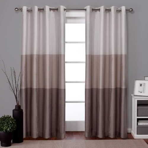 Exclusive Home Chateau Striped Faux Silk Grommet Top Curtain Panel Pair, 54"x84", Taupe (Pack of 6) - color: Taupe, size: 54"W x 84"L (Pack of 12)