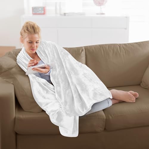 Utopia Bedding Soft Fleece Bed Blanket Throw XL Size White (50x70 Inch) - color: White, size: Throw XL (50x70 Inch)