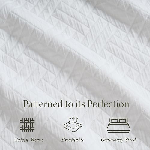Threadmill Luxury Cotton Blankets for Queen Size Bed | All-Season 100% Cotton Queen Size Blanket | Criss Cross Jacquard Cozy Lightweight, Soft Breathable Coverlet fits Full Size Bed, 90x92 | White - color: Classic White, size: Queen / Full