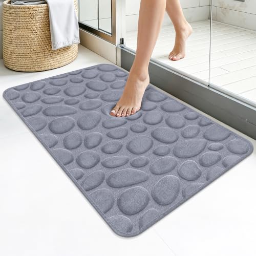 Memory Foam Bath Mat 32x20, Soft Absorbent Bathroom Rug, Gray - color: Grey, size: 20"x32"