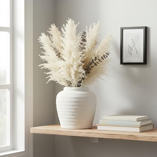 Lvases Rough Textured White Wabi Sabi Rustic Handmade Ceramic Decor Vase - color: White