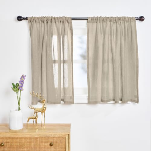 Solino Home 100% Pure Linen Soft Sheer Curtain Natural, 52 x 18 in, 1 Panel - color: Natural, size: 52"W x 18"L (1-Panel)