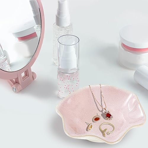 Binoster Ceramic Jewelry Dish,Ring Dish,Trinket Tray,Jewelry Tray,Key Bowl Pink Room Decor Bathroom Home Decor Gifts for Women Mom Sister Coworker Friend Bride(5.5 In Pink) - color: Pink, size: 5.5 inches