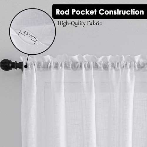 Beda Home Tassel Linen Textured Swag Curtain Valance, White, 36 x 45 in - color: White, size: 36"W x 45"L (Pack of 2)