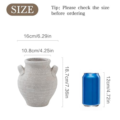 Enra Textured Ceramic Vase, 7.36 Inch Off White Rustic Farmhouse Decor - color: Small Farmhouse Vase