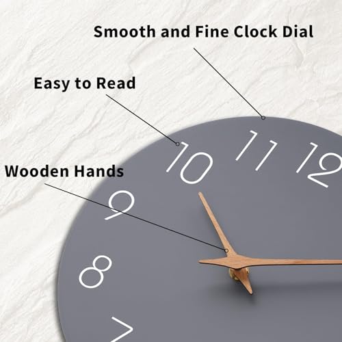 Mosewa Wall Clock 12" Silent Non-Ticking Battery Operated Modern Simple - color: C_gray, size: 12 Inch