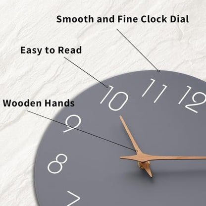 Mosewa Wall Clock 12" Silent Non-Ticking Battery Operated Modern Simple - color: C_gray, size: 12 Inch