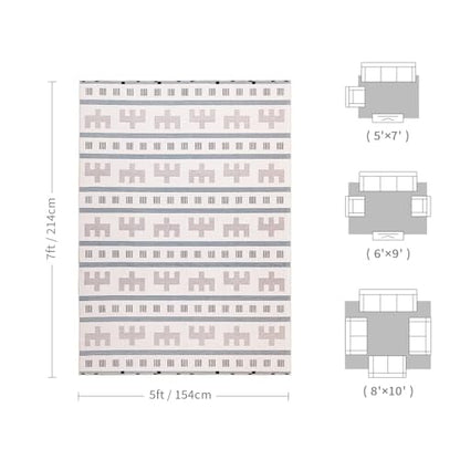 5x7 Washable Area Rug for Living Room, Boho Southwestern, Cream Beige - color: Cream Beige, size: 5' x 7'(Rectangular)