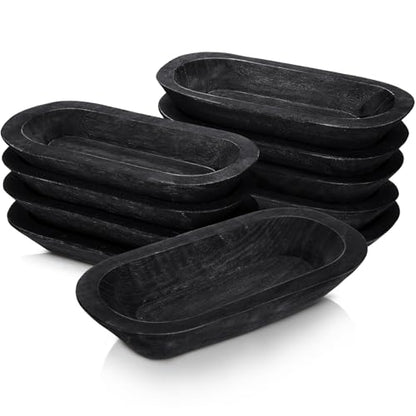 Nuogo 10 Pack 12.5 Inches Wooden Dough Bowls Bulk Rustic Bowls, Black - color: Black, size: 12.5 Inches