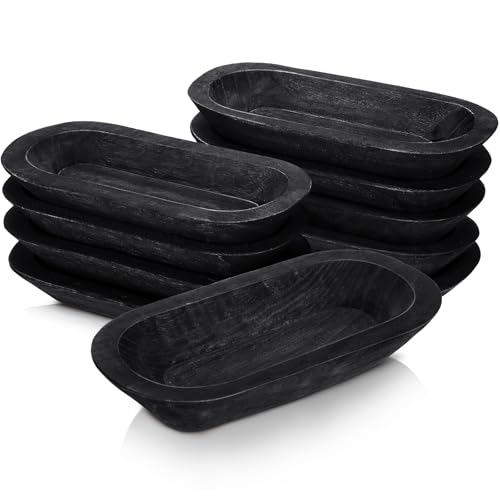 Nuogo 10 Pack 12.5 Inches Wooden Dough Bowls Bulk Rustic Bowls, Black - color: Black, size: 12.5 Inches