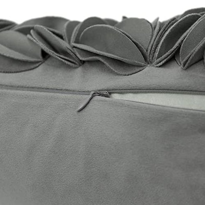 KINGROSE Handmade 3D Flower Pillow Cover, Velvet, 12 x 20 Inches, Grey - color: Dark Grey - Velvet