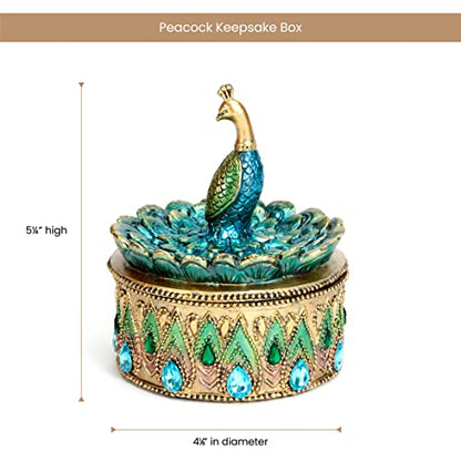 Bits and Pieces Peacock Jewelry Box Small Trinket Box