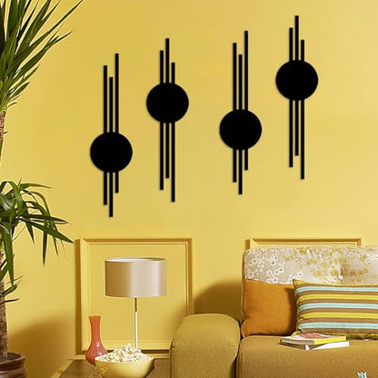 DUOOLN 2 Pcs Abstract Metal Wall Decor, Geometrical Single Line Art-Black - color: Black - Round Geometry