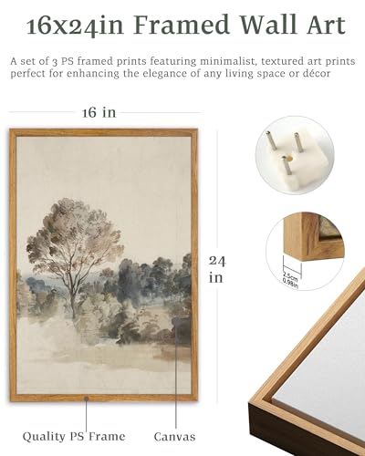 UPWOIGH Neutral Tree Framed Wall Art Set of 3, 16 x 24 Inch - color: Grey, size: 24"L x 16"W