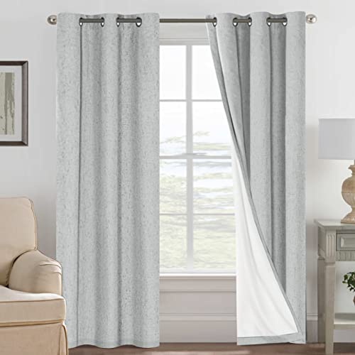 H.VERSAILTEX 100% Blackout Linen Curtains 84" L 2 Panels Glacier Gray - color: Glacier Gray, size: 42"W x 84"L (Pack of 2)