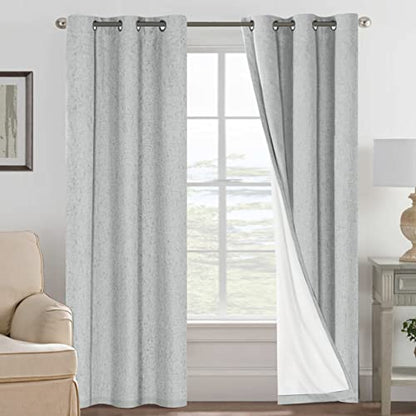 H.VERSAILTEX 100% Blackout Linen Curtains 84" L 2 Panels Glacier Gray - color: Glacier Gray, size: 42"W x 84"L (Pack of 2)