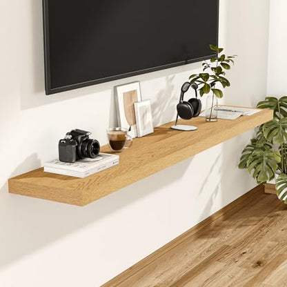 Vivelove 12 Inch Deep Floating Shelves,48 X 12 Inches, Oak, Set of 2 - color: Oak, size: 48”wx12”dx1.5”h