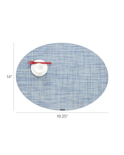 Chilewich Mini Basketweave Placemats, Woven Oval Placemats Set of 4 - color: Chambray, size: 14"x19.25"