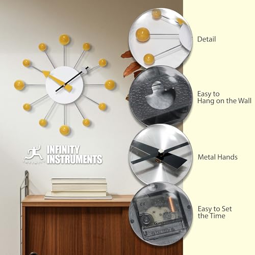 Infinity Instruments LTD. Orb Spoke Starburst Wall Clock, Saffron, 15" - color: Saffron