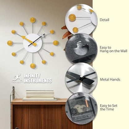 Infinity Instruments LTD. Orb Spoke Starburst Wall Clock, Saffron, 15" - color: Saffron