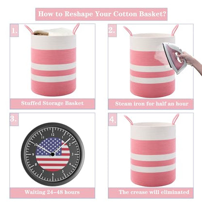 Pink Hamper for Nursery Baby Girls Laundry Basket 80L Large - color: Pink