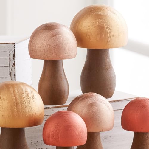 Your Heart's Content Wood Mushrooms, Set of 6 (Metallic Paint 6) - color: Metallic 6
