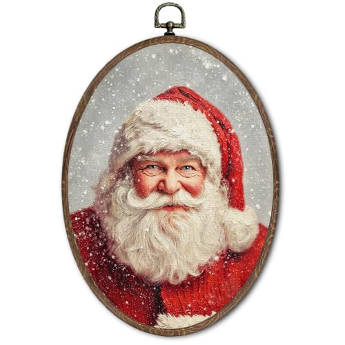FLAWAFLOMA Red Christmas Santa Oval Canvas Wall Art Decor 8.6x11.4 Inch - color: Christmas-14