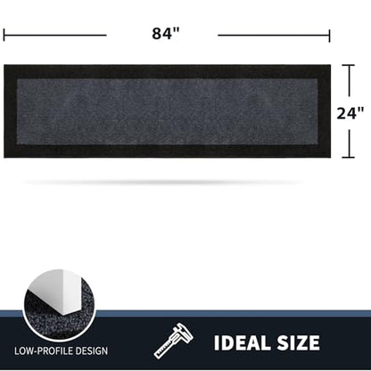 PURRUGS Hallway Runner Rug, 24" x 84", Bluish Grey & Charcoal - color: Bluish Grey & Charcoal, size: 24" X 84"