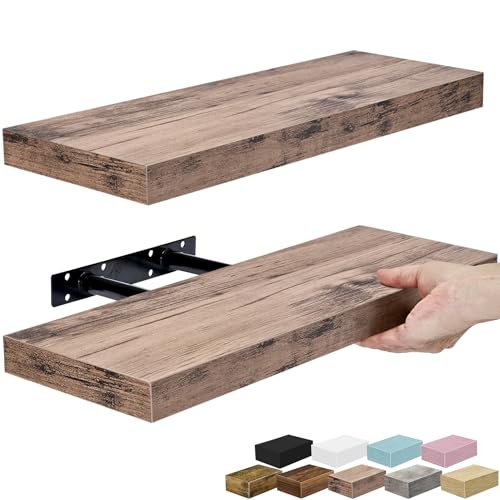 Sorbus 16 Inch Floating Shelves for Wall (2 Pack, Mahogany) - color: Mahogany, size: 2 Pack