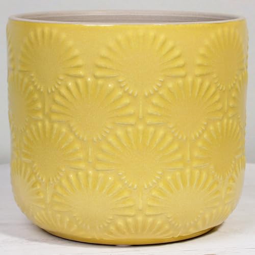 Boho Ceramic Planter，6.7" Contemporary Flower Pot for Indoor Outdoor Plants - color: Butter Yellow