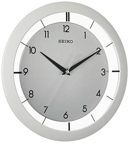 SEIKO QXA520WLH Metal Non Ticking Wall Clock, White, 11 Inch - color: Silver