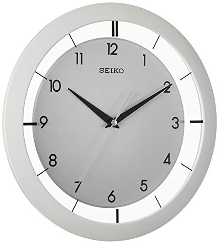 SEIKO QXA520WLH Metal Non Ticking Wall Clock, White, 11 Inch - color: Silver