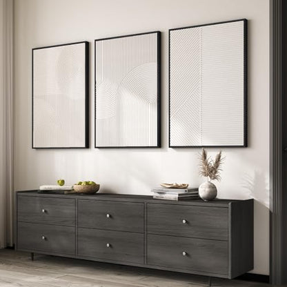 Large 3D Textured Modern White Abstract Wall Art for Living Room, 3 Piece - color: White --B, size: 24"w X 36"h X 3pcs