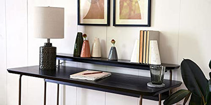Main + Mesa Marble Geometric Bookends with Wood Inlay, White - size: 4" wide x 6" tall x 3" deep