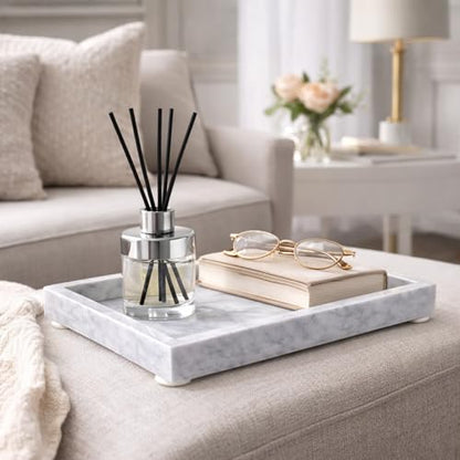 Natural White Marble Tray, 12" x 8", Rectangular - color: White, size: 8" x 12" x 1.5"