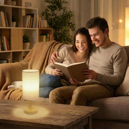 Touch Bedside Table Lamp with Stepless Dimming, USB Powered