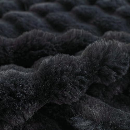 COOVA Soft Bubble Faux Fur Throw Blanket, 50"x60", Black - color: Black, size: 50“x60”