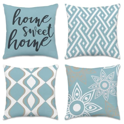 Hexagram Throw Pillow Covers 16x16, Blue Outdoor Pillow Covers Set of 4 - color: Blue, size: 16" x 16" (Pack of 4)