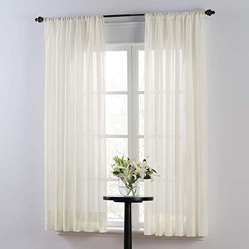 SmartSheer Thermoregulating Semi-Sheer Curtains – Energy-Saving Privacy Panels with UV Light Deflection, Heat & Cold Insulation (Ivory, 63L x 59W, Single Panel) - color: Ivory