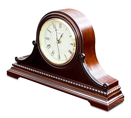 Mantel Clocks, Battery Operated, Silent Wood Mantle Clock with Westminster Chimes On The Hour, Solid Wooden Shelf Decorative Chiming Table Clock, 9" x 16" x 3" - color: Walnut - Roman Numerals