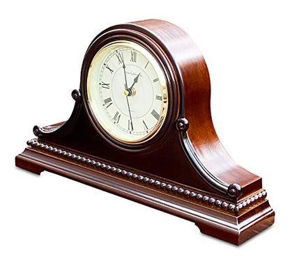 Mantel Clocks, Battery Operated, Silent Wood Mantle Clock with Westminster Chimes On The Hour, Solid Wooden Shelf Decorative Chiming Table Clock, 9" x 16" x 3" - color: Walnut - Roman Numerals