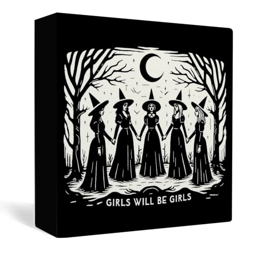 Gothic Halloween Witch Wooden Box Sign Desk Decor,Witchy Home Decor - color: Halloween Witch
