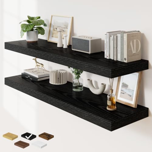 RICHFOCUS Long Floating Shelves for Wall 2Pack|Black|48" Lx12 D - color: Black, size: 48"L x 11.6"D, Set of 2
