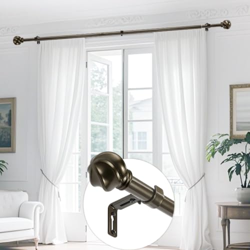 LLPJS Curtain Rods 16-76", 1 in Adjustable Brown Rod with Finials, 1 Pack - color: Brown, size: 16" to 76" - 1 pack