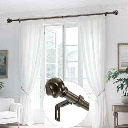 LLPJS Curtain Rods 16-76", 1 in Adjustable Brown Rod with Finials, 1 Pack - color: Brown, size: 16" to 76" - 1 pack